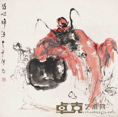 汪伊虹 钟馗醉酒 立轴 69×68cm